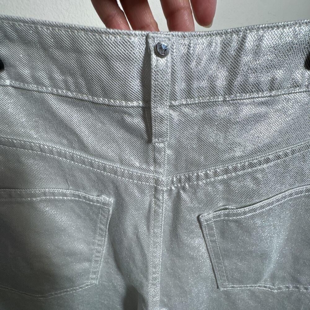 Rebecca Minkoff Silver Metallic Straight Leg Jeans Size 8 Y2K - Picture 10 of 12